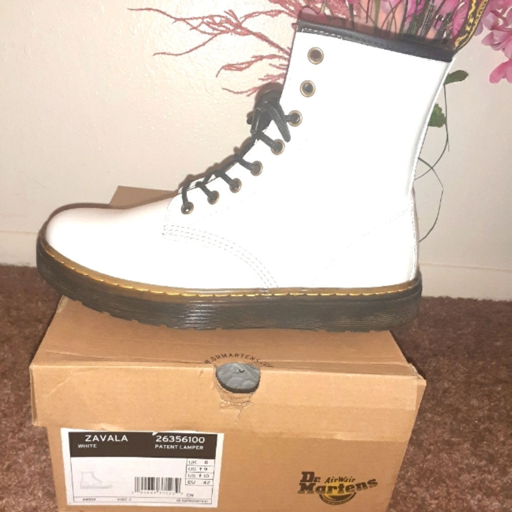 White Doc Martin Patent Leather Zavala